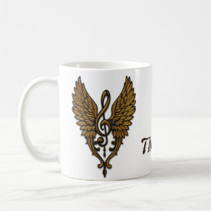 Das Soul der Melodie, ein goldener Stift mit Flüge Kaffeetasse