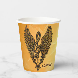 Das Soul der Melodie, ein goldener Stift mit Flüge Pappbecher