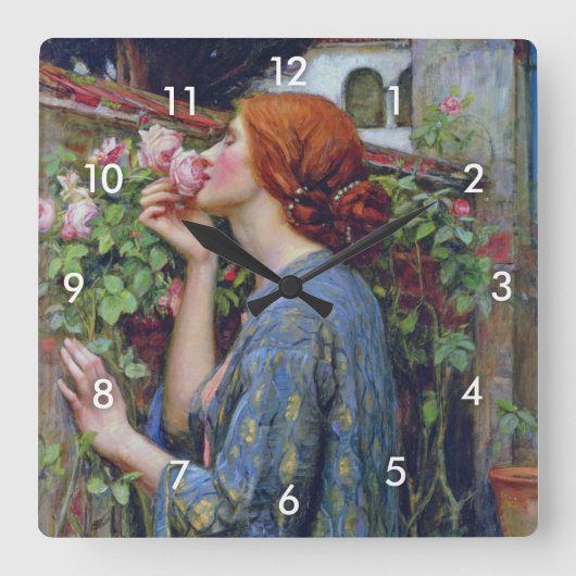 Das Soul der Rose, John William Waterhouse Quadratische Wanduhr (Vorderseite)