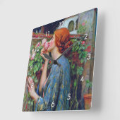 Das Soul der Rose, John William Waterhouse Quadratische Wanduhr (Winkel)