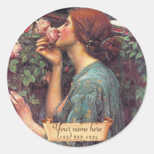 "Das Soul der Rose" Pre-Raphaelite-Buchzeichen Runder Aufkleber