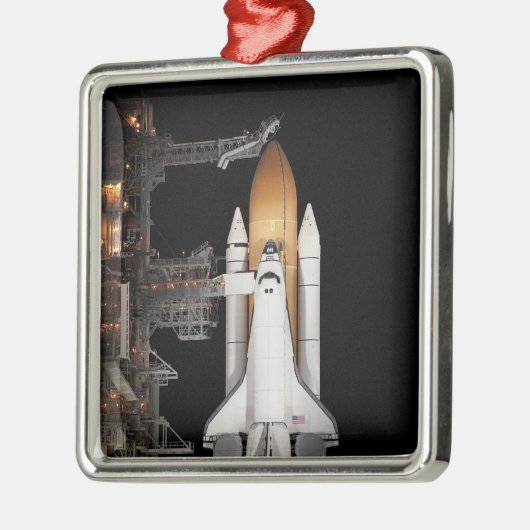 Das Space Shuttle Atlantis steht bereit Silbernes Ornament (Links)