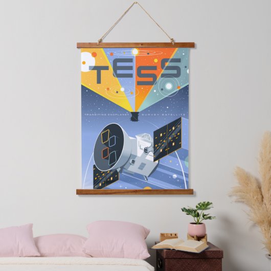 Das Space Telescope Poster. Wandteppich Mit Holzrahmen (Schlafzimmer)