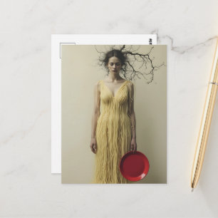 Das Spaghetti-Kleid und die rote Platte Surreal Fr Postkarte