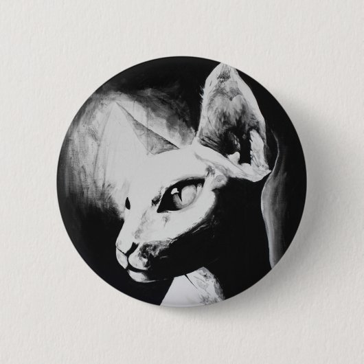 Das Sphynx Cat Hairless Kitty Pet Portrait Art Button (Vorderseite)