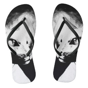 Das Sphynx-Katzen-Feline-Tierporträt Originalkunst Badesandalen