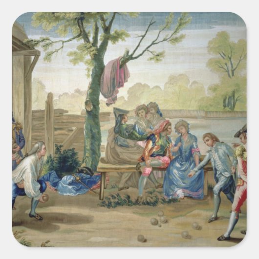 Das Spiel der Bowls Quadratischer Aufkleber (Vorderseite)