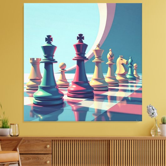 Das Spiel der Könige – Schach Leinwanddruck (Insitu (Wohnzimmer))