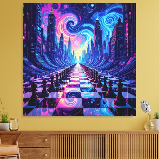 Das Spiel der Könige – Schach Leinwanddruck (Insitu (Wohnzimmer))