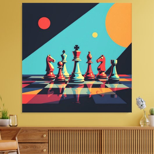 Das Spiel der Könige – Schach Leinwanddruck (Insitu (Wohnzimmer))