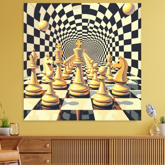 Das Spiel der Könige – Schach Leinwanddruck (Insitu (Wohnzimmer))