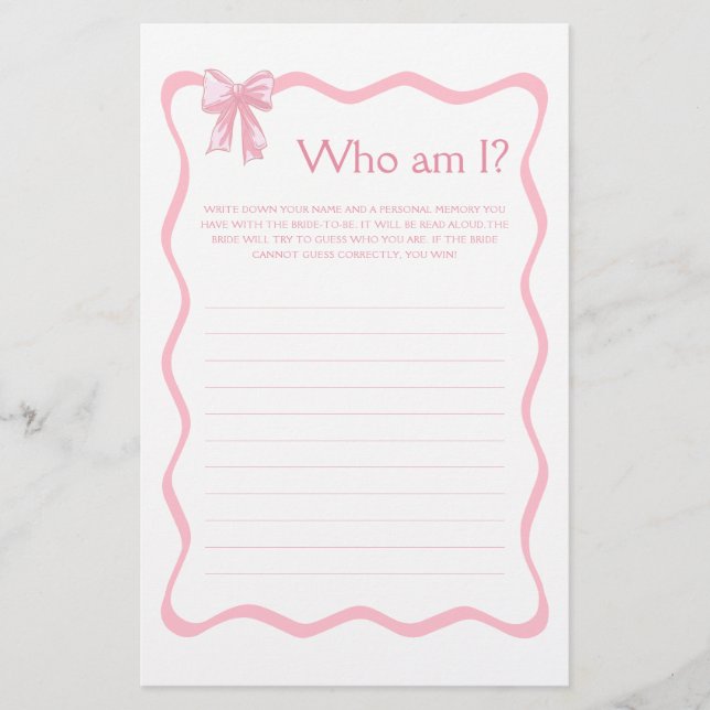 Das Spiel des rosa Brautparty mit dem Knoten (Vorderseite)