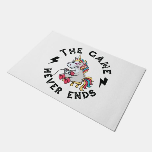 Das Spiel endet nie für Unicorns Fußmatte (Schrägansicht)