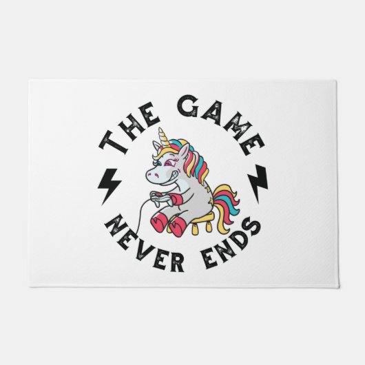 Das Spiel endet nie für Unicorns Fußmatte (Vorderseite)