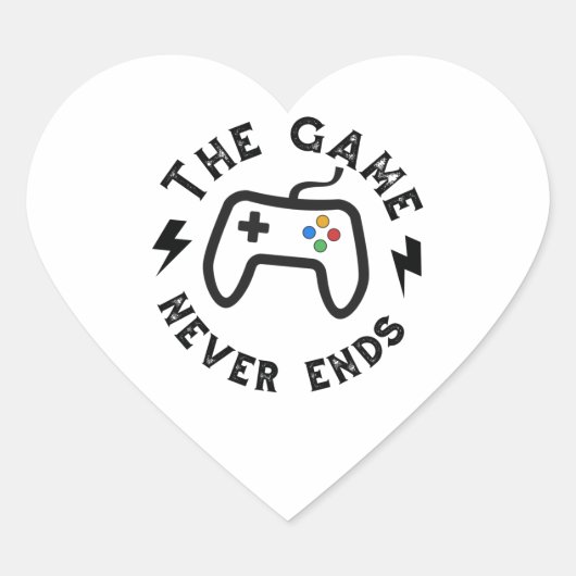 Das Spiel endet nie Herz-Aufkleber (Vorderseite)