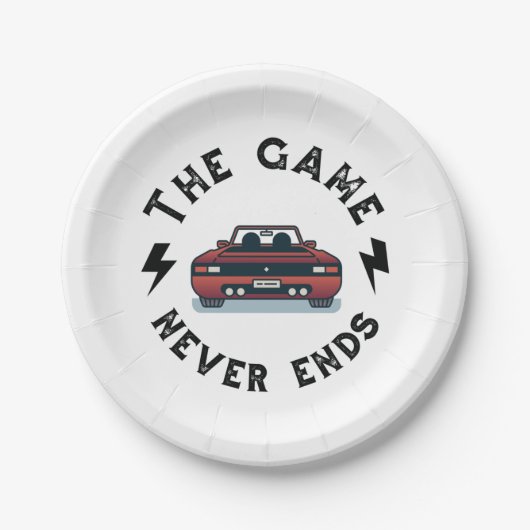 Das Spiel endet nie Pappteller (Vorderseite)