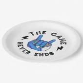 Das Spiel endet nie Pappteller (Schrägansicht)