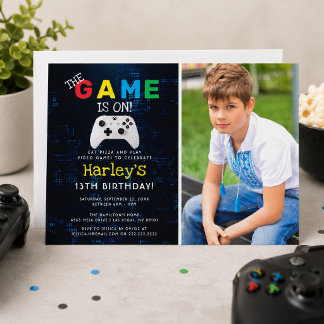 Das Spiel ist an! Benutzerdefiniertes Foto Videosp Einladung