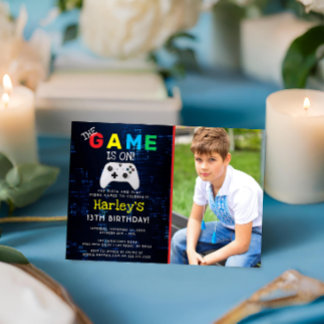 Das Spiel ist an! Benutzerdefiniertes Foto Videosp Einladung