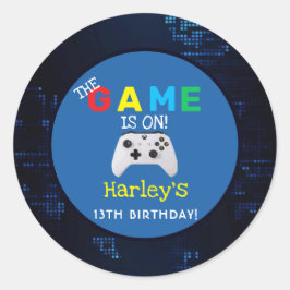 Das Spiel ist an! Benutzerdefiniertes Foto Videosp Runder Aufkleber