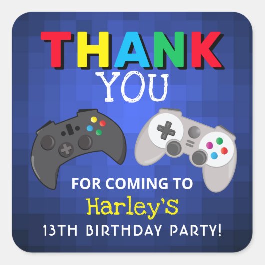 Das Spiel ist an! | Video Game Vielen Dank Quadratischer Aufkleber (Vorderseite)