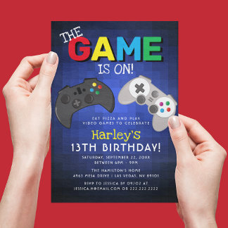 Das Spiel ist an! | Videospiel Geburtstag Einladung