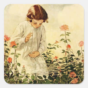 Das Spinnennetz von Jessie Willcox Smith Quadratischer Aufkleber