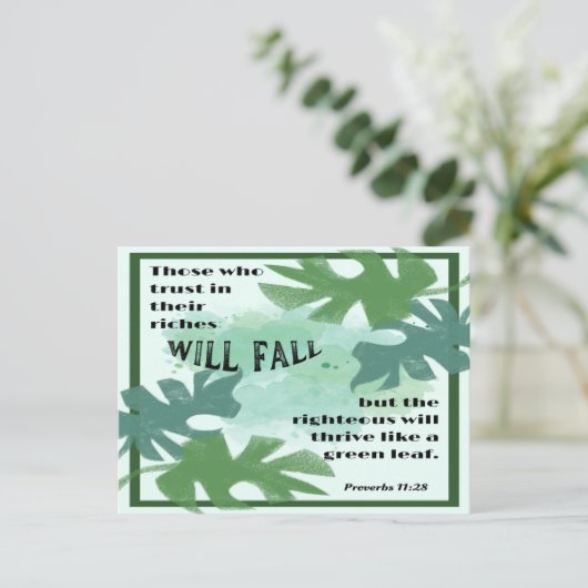 Das Sprichwort "Gerechtigkeit und Grünes Leaf" lau Postkarte (Stehend Vorderseite)