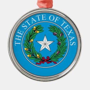 Das Staat-Siegel von Texas Silbernes Ornament