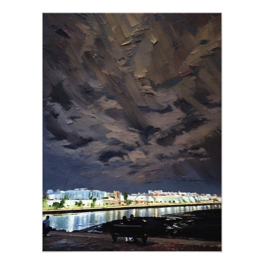 Das Stadtbild spiegelt sich im Wasser unter dramat Fotodruck (Vorne)