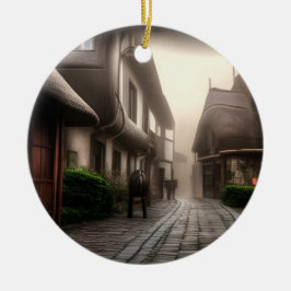 Das Stadtzentrum von Hobbiton am Foggy Day Keramik Ornament