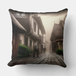 Das Stadtzentrum von Hobbiton am Foggy Day Kissen