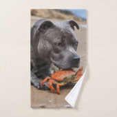Das Staffy ist ein Freund mit Strandkrabbe, Badhandtuch Set (Handtuch)