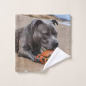 Das Staffy ist ein Freund mit Strandkrabbe, Badhandtuch Set (Waschlappen)