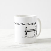 Das Stahlrad auf der Stahlschiene Kaffeetasse (VorderseiteRechts)