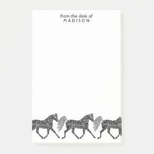 Das Stammes- Pferdetrotten fügen Namen vom Post-it Klebezettel