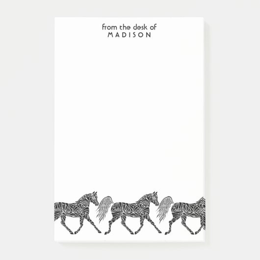 Das Stammes- Pferdetrotten fügen Namen vom Post-it Klebezettel (Vorderseite)