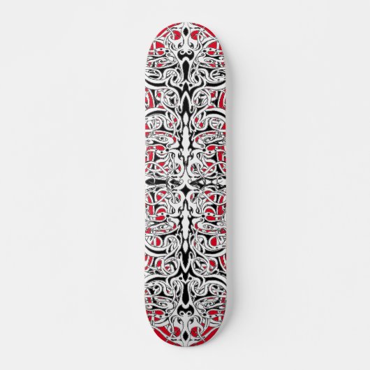 Das Stammesdesign in Schwarz und Weiß des Reiches  Skateboard (Vorne)
