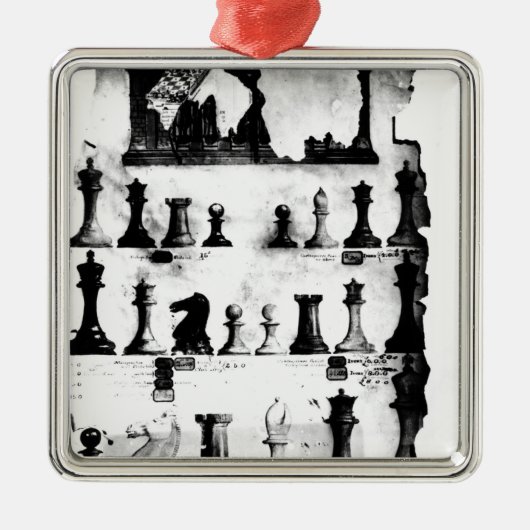 Das Staunton Chessmen-Patent-Zeichnen Silbernes Ornament (Vorne)