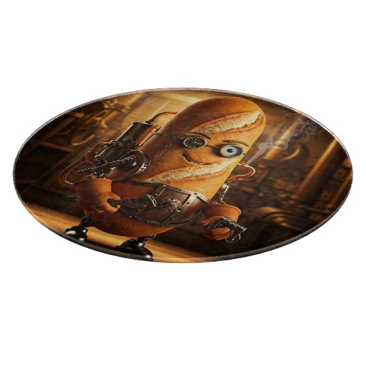Das Steampunk-Baguette Schneidebrett (Ecke)