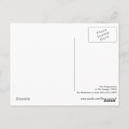 Das Steppenzebra oder The Quagga (1882) Postkarte (Rückseite)