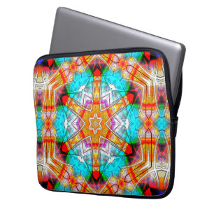 Das Sternkaleidoskop in Orange und Cyan kratzte de Laptopschutzhülle