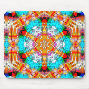 Das Sternkaleidoskop in Orange und Cyan kratzte de Mousepad