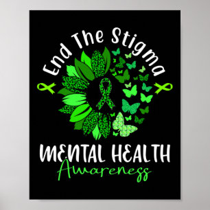 Das Stigma Mental Health Awareness Ribbon Butterfl Poster
