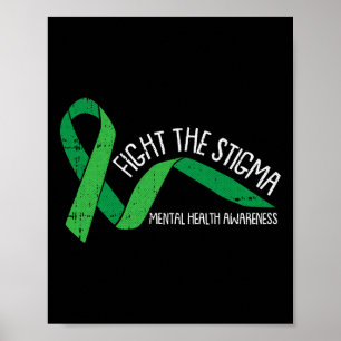 Das Stigma Psychische Gesundheit Bewusstsein Grüne Poster