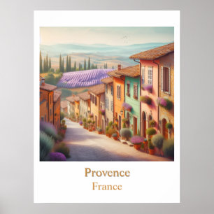 Das stille Dorf Provence in Aquarell Poster