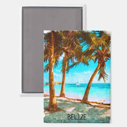 Das stilvolle Belize Tropical Beach Watercolor Magnet (Vorderseite/Rückseite)