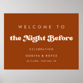 Das stilvolle Burnt Orange Willkommen in The Night Poster