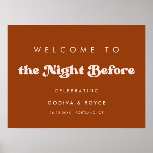 Das stilvolle Burnt Orange Willkommen in The Night Poster (Vorne)