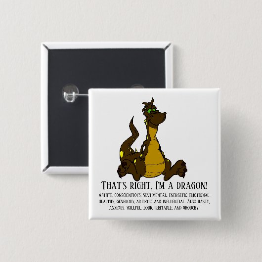 Das stimmt, ich bin Drache! Button (Vorne & Hinten)
